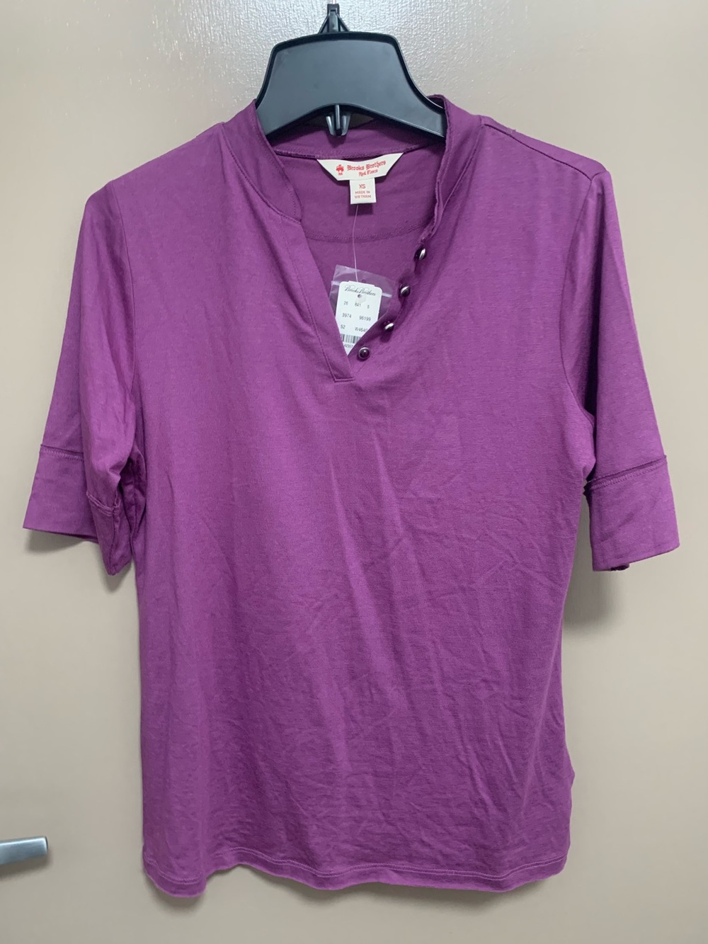 Brooks Brothers Red Fleece Purple Short Sleeve Henley Top Size XS